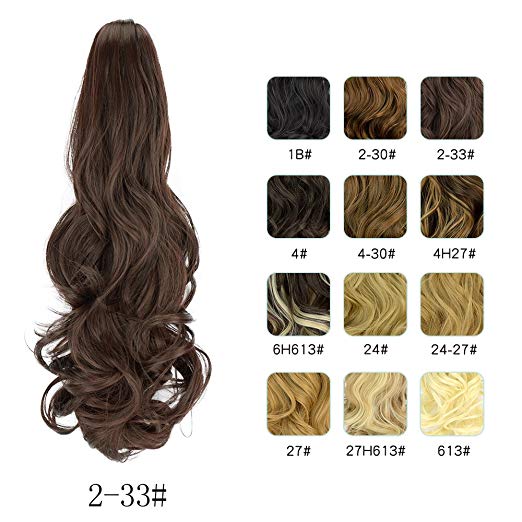 20〞Claw Ponytail Clip in Hair Extensions Hairpiece Synthetic Light Curly Soft Silky Nature Looking Heat-Resisting Different Colors for Women Fashion and Beauty-2/33#